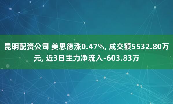 昆明配资公司 美思德涨0.47%, 成交额5532.80万元, 近3日主力净流入-603.83万
