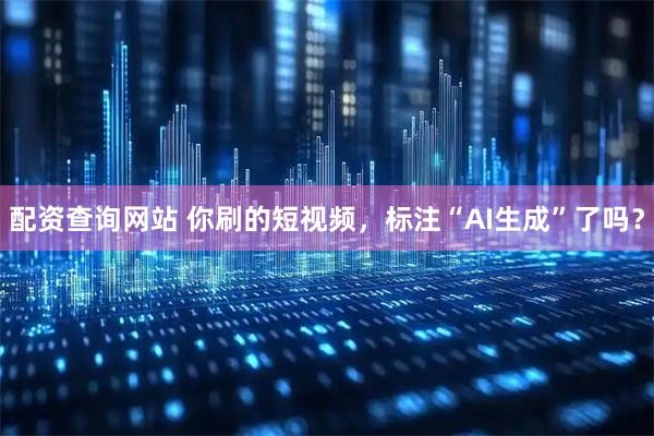 配资查询网站 你刷的短视频，标注“AI生成”了吗？