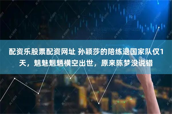 配资乐股票配资网址 孙颖莎的陪练退国家队仅1天,魑魅魍魉横空出世,原来陈梦没说错